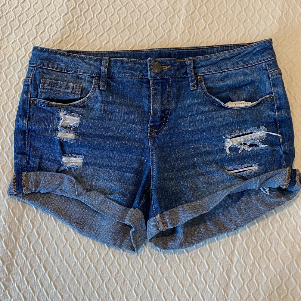 Aeropostale Distressed Blue Jean Shorts